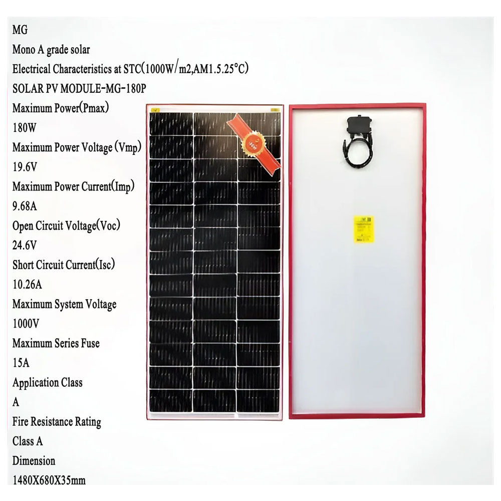 MG Solar Panel (A grade) plate 180 watt Watts Imported Monocrystalline 10 year Ampr Warranty