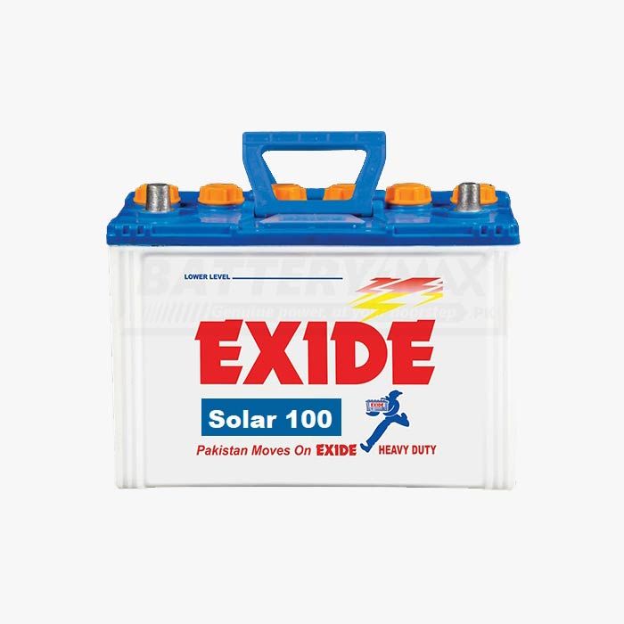 EXIDE SOLAR-100 Deep Cycle Lead Acid Unsealed UPS & Solar Battery 6 Months Brand Warranty Without Acid